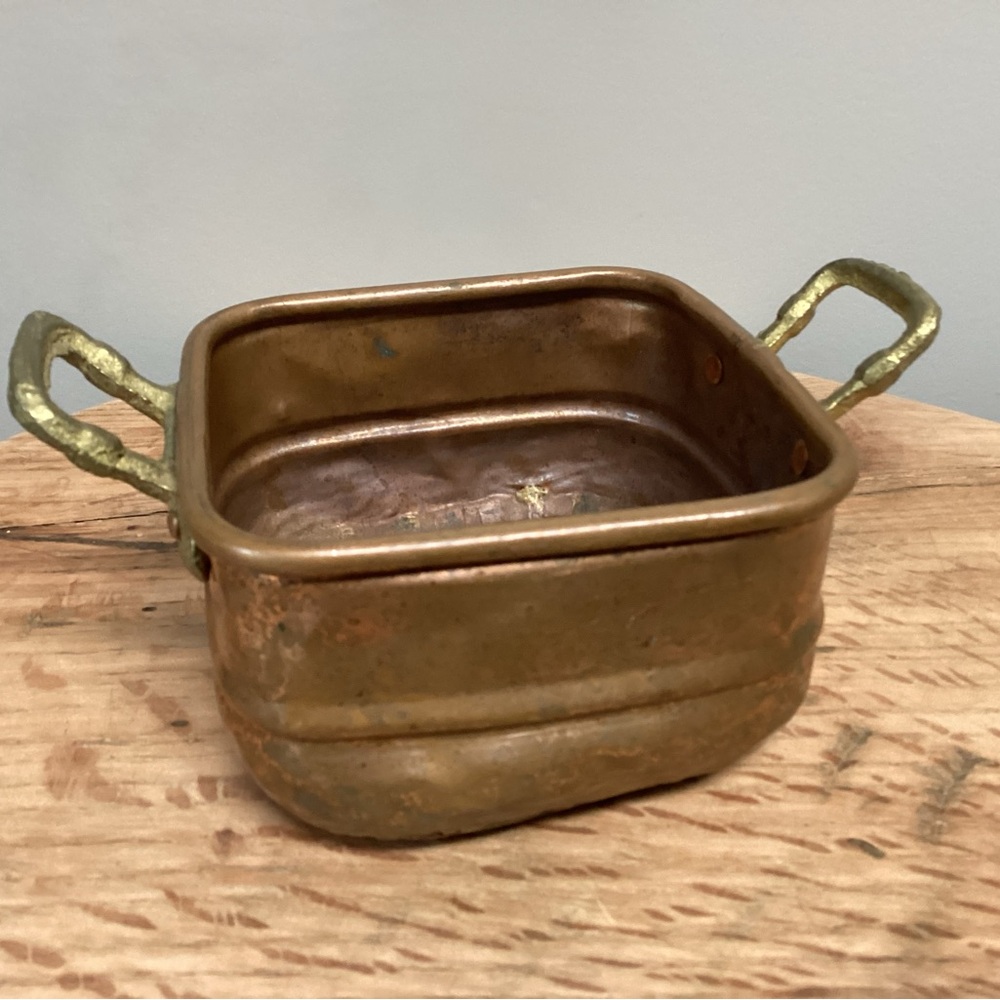 🟡 Vintage - Copper Pot w / Brass Handles - Old/Unique Craftsmanship - Farmhouse